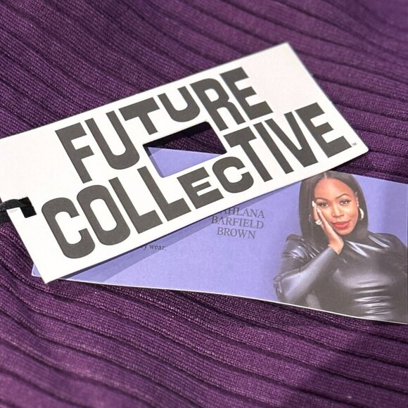 NWT Future Collective Purple Twisted Back Sweater Cutouts Modern Retro Minimalis - Picture 6 of 9
